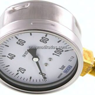 Manometer senkrecht (CrNi/Ms), 100mm, 0 - 100 bar
