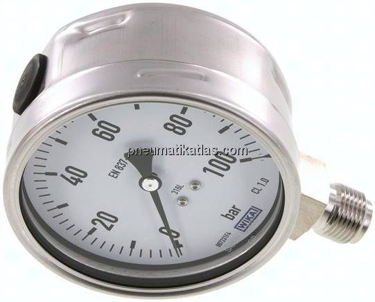 Chemie-Manometer senkrecht, 100mm, 0 - 100 bar