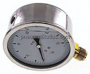 Glycerin-Manometer senkrecht (CrNi/Ms),100mm, 0 - 100 bar