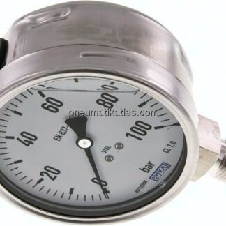 Chemie-Glycerin-Manometer senkrecht,100mm, 0 - 100 bar