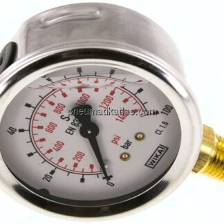 Glycerin-Manometer senkrecht (CrNi/Ms), 63mm, 0 - 100 bar
