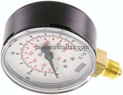 Manometer senkrecht (ST/Ms), 63mm, 0 - 100 bar, G 1/4"