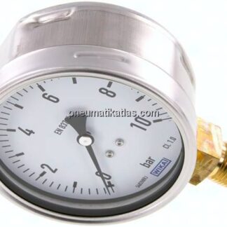 Manometer senkrecht (CrNi/Ms), 100mm, 0 - 10 bar