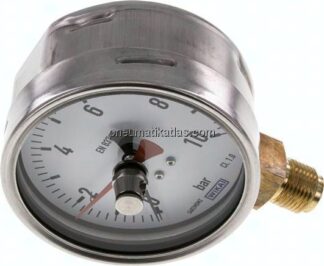 Manometer senkrecht (CrNi/Ms), 100mm, 0 - 10 bar