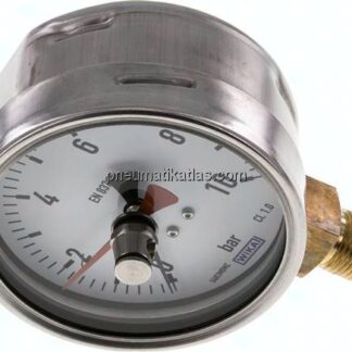 Manometer senkrecht (CrNi/Ms), 100mm, 0 - 10 bar