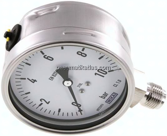 Chemie-Manometer senkrecht, 100mm, 0 - 10 bar