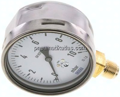 Manometer senkrecht 100mm, 0 - 10 mbar, G 1/2"