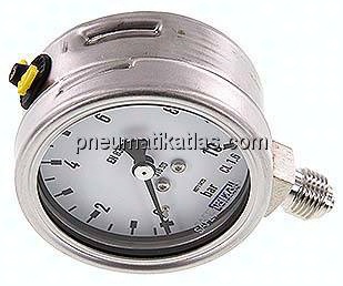 Chemie-Manometer senkrecht, 63mm, 0 - 10 bar