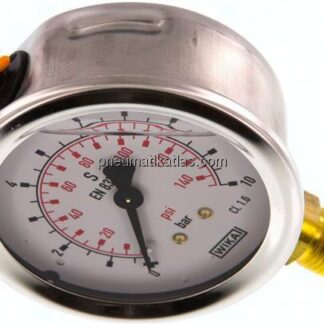 Glycerin-Manometer senkrecht (CrNi/Ms), 63mm, 0 - 10 bar