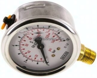 Glycerin-Manometer senkrecht (CrNi/Ms), 63mm, 0 - 10 bar