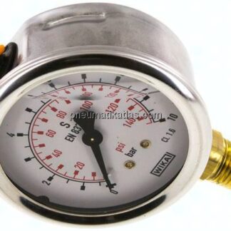 Glycerin-Manometer senkrecht (CrNi/Ms), 63mm, 0 - 10 bar