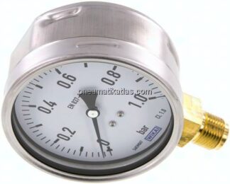 Manometer senkrecht (CrNi/Ms), 100mm, 0 - 1 bar