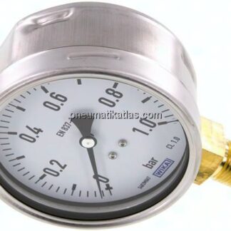 Manometer senkrecht (CrNi/Ms), 100mm, 0 - 1 bar