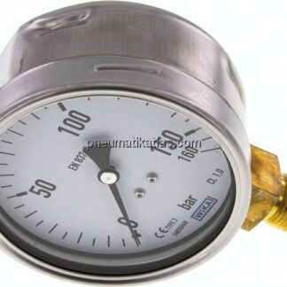 Manometer senkrecht (CrNi/Ms), 100mm, 0 - 160 bar