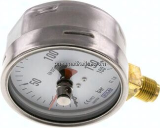 Manometer senkrecht (CrNi/Ms), 100mm, 0 - 160 bar