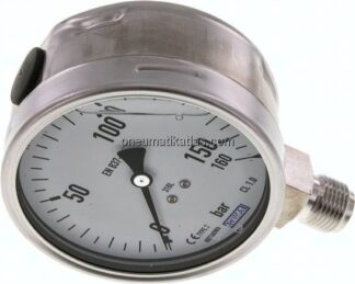 Chemie-Glycerin-Manometer senkrecht,100mm, 0 - 160 bar
