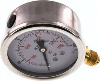 Glycerin-Manometer senkrecht (CrNi/Ms), 63mm, 0 - 160 bar