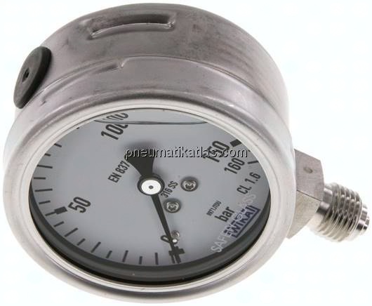 Chemie-Glycerin-Manometer senkrecht, 63mm, 0 - 160 bar
