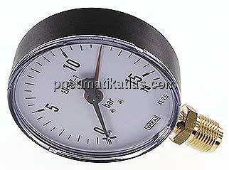 Manometer senkrecht, 100mm, 0 - 16 bar