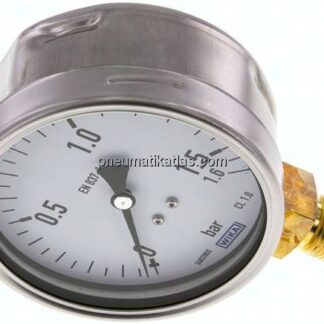 Manometer senkrecht (CrNi/Ms), 100mm, 0 - 1,6 bar