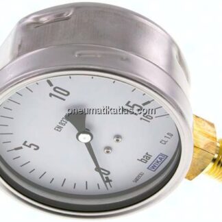 Manometer senkrecht (CrNi/Ms), 100mm, 0 - 16 bar