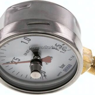 Manometer senkrecht (CrNi/Ms), 100mm, 0 - 1,6 bar