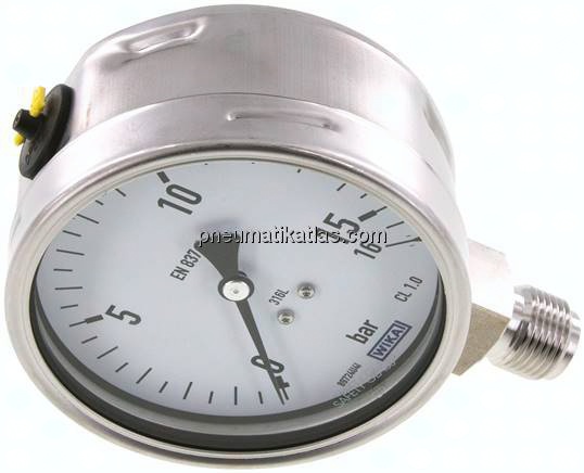 Chemie-Manometer senkrecht, 100mm, 0 - 16 bar
