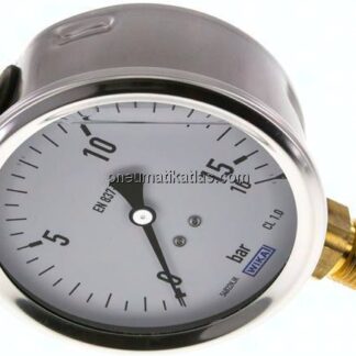 Glycerin-Manometer senkrecht (CrNi/Ms),100mm, 0 - 16 bar