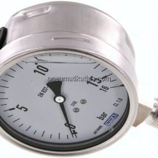 Chemie-Glycerin-Manometer senkrecht,100mm, 0 - 16 bar