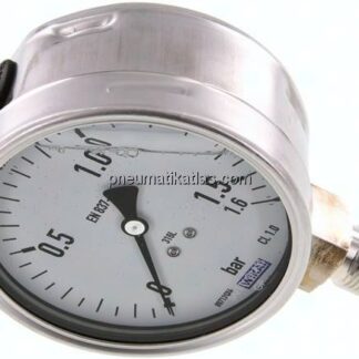 Chemie-Glycerin-Manometer senkrecht,100mm, 0 - 1,6 bar
