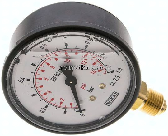 Glycerin-Manometer senkrecht (KU/Ms), 63mm, 0 - 1 bar