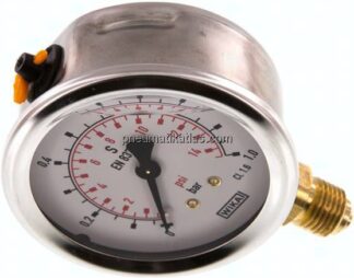 Glycerin-Manometer senkrecht (CrNi/Ms), 63mm, 0 - 1 bar