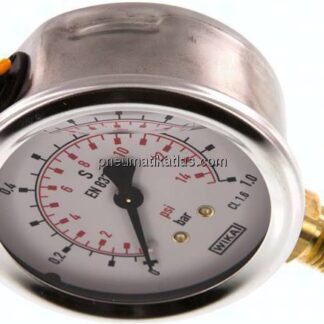 Glycerin-Manometer senkrecht (CrNi/Ms), 63mm, 0 - 1 bar