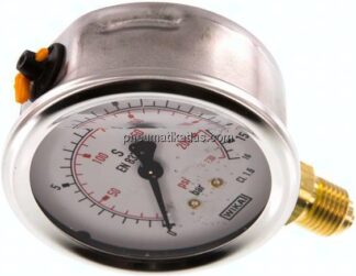 Glycerin-Manometer senkrecht (CrNi/Ms), 63mm, 0 - 16 bar
