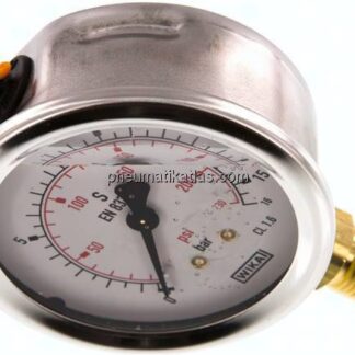 Glycerin-Manometer senkrecht (CrNi/Ms), 63mm, 0 - 16 bar