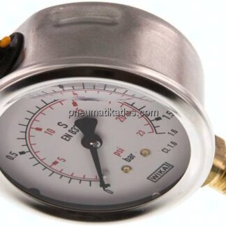 Glycerin-Manometer senkrecht (CrNi/Ms), 63mm, 0 - 1,6 bar