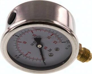 Glycerin-Manometer senkrecht (CrNi/Ms), 63mm, 0 - 1,6 bar