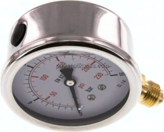 Glycerin-Manometer senkrecht (CrNi/Ms), 63mm, 0 - 16 bar