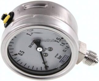 Chemie-Glycerin-Manometer senkrecht, 63mm, 0 - 1,6 bar