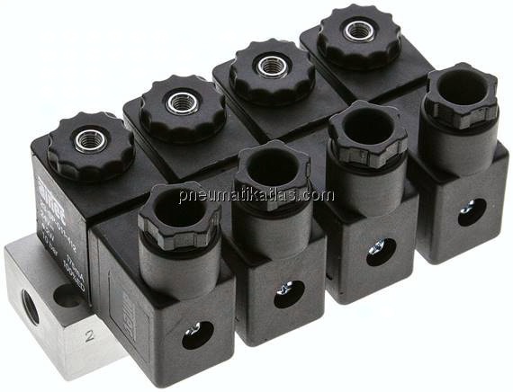 3/2-Wege Magnetventil, G 1/8", geschlossen (NC), 4-fach, 24 V DC