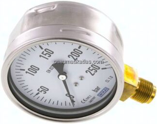 Manometer senkrecht (CrNi/Ms), 100mm, 0 - 250 bar