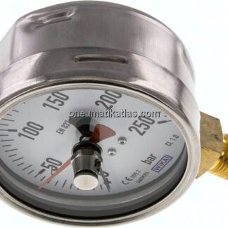 Manometer senkrecht (CrNi/Ms), 100mm, 0 - 250 bar