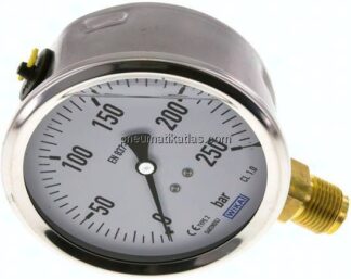 Glycerin-Manometer senkrecht (CrNi/Ms),100mm, 0 - 250 bar
