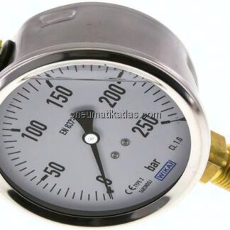 Glycerin-Manometer senkrecht (CrNi/Ms),100mm, 0 - 250 bar