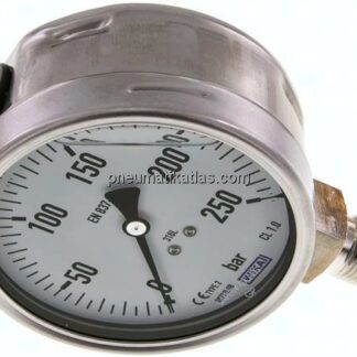 Chemie-Glycerin-Manometer senkrecht,100mm, 0 - 250 bar