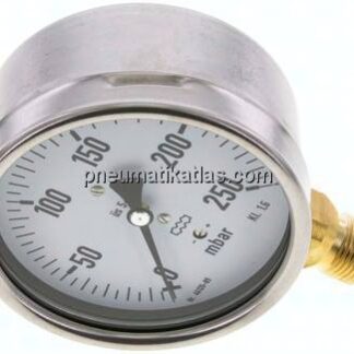 Manometer senkrecht 100mm, 0 - 250 mbar, G 1/2"