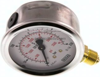 Glycerin-Manometer senkrecht (CrNi/Ms), 63mm, 0 - 250 bar