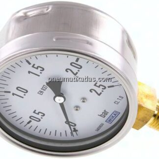Manometer senkrecht (CrNi/Ms), 100mm, 0 - 2,5 bar