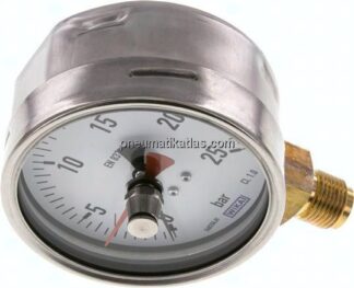 Manometer senkrecht (CrNi/Ms), 100mm, 0 - 25 bar