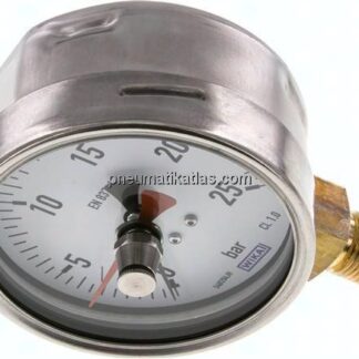 Manometer senkrecht (CrNi/Ms), 100mm, 0 - 25 bar